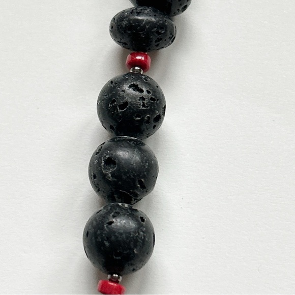 Statement Black Lava Bead Turquoise Coral Necklace - Picture 13 of 13